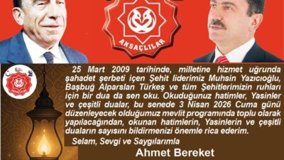 AKSAÇILAR Genel merkezince  Şehit Muhsin YAZICIOĞLU, Başbuğ Alparslan TÜRKEŞ