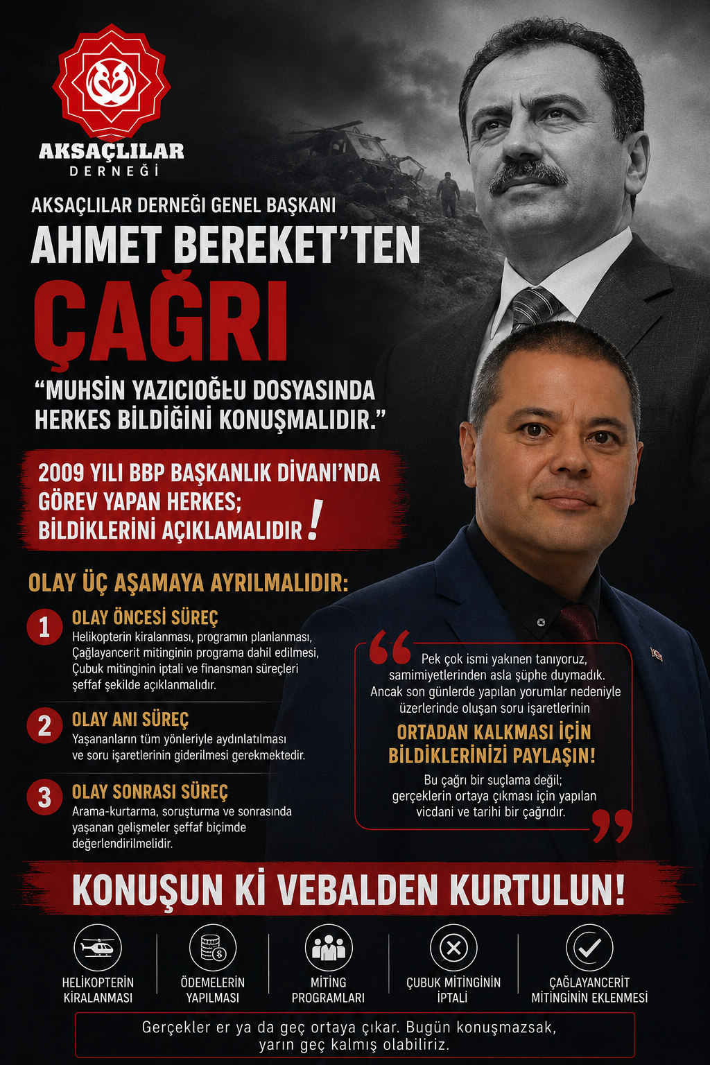 Bereket, kamuoyuna yansıyan yeni bilgi ve iddiaların olayın üç ayrı