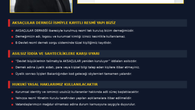 “AKSAÇLILAR DERNEĞİ İSMİYLE KAYITLI RESMÎ YAPI BİZİZ”

Ahmet Bereket açıklamasında, derneklerin